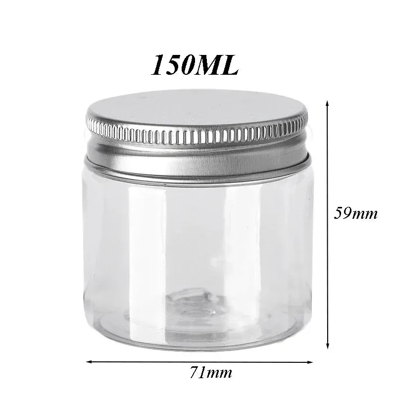 10Pcs Clear Plastic Storage Jars with Aluminum Lids