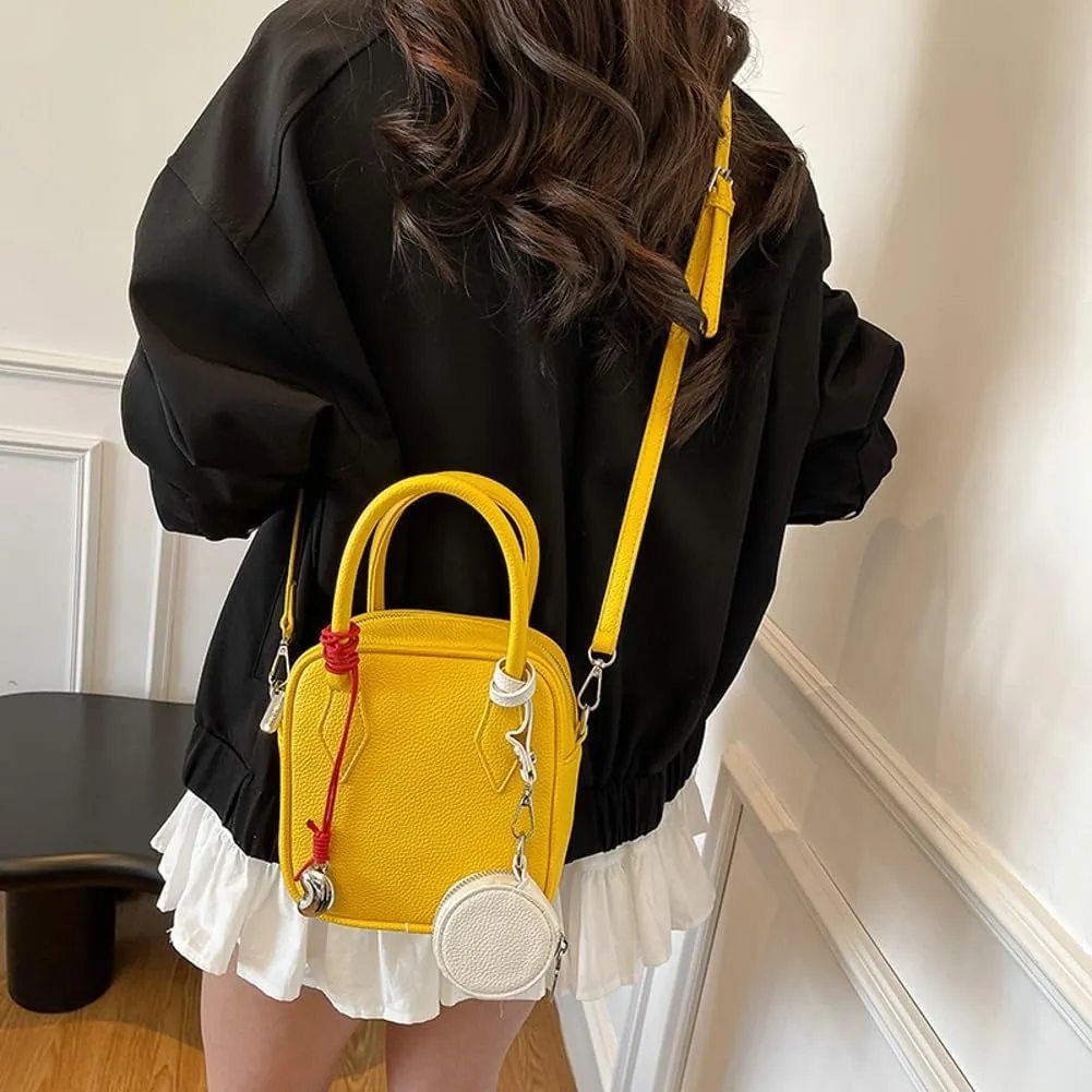 2 Pcs PU Leather Crescent Hobo Bags Women Trendy Crossbody Purse Slouchy Satchels Shoulder Bag Top-handle Tote Handbag