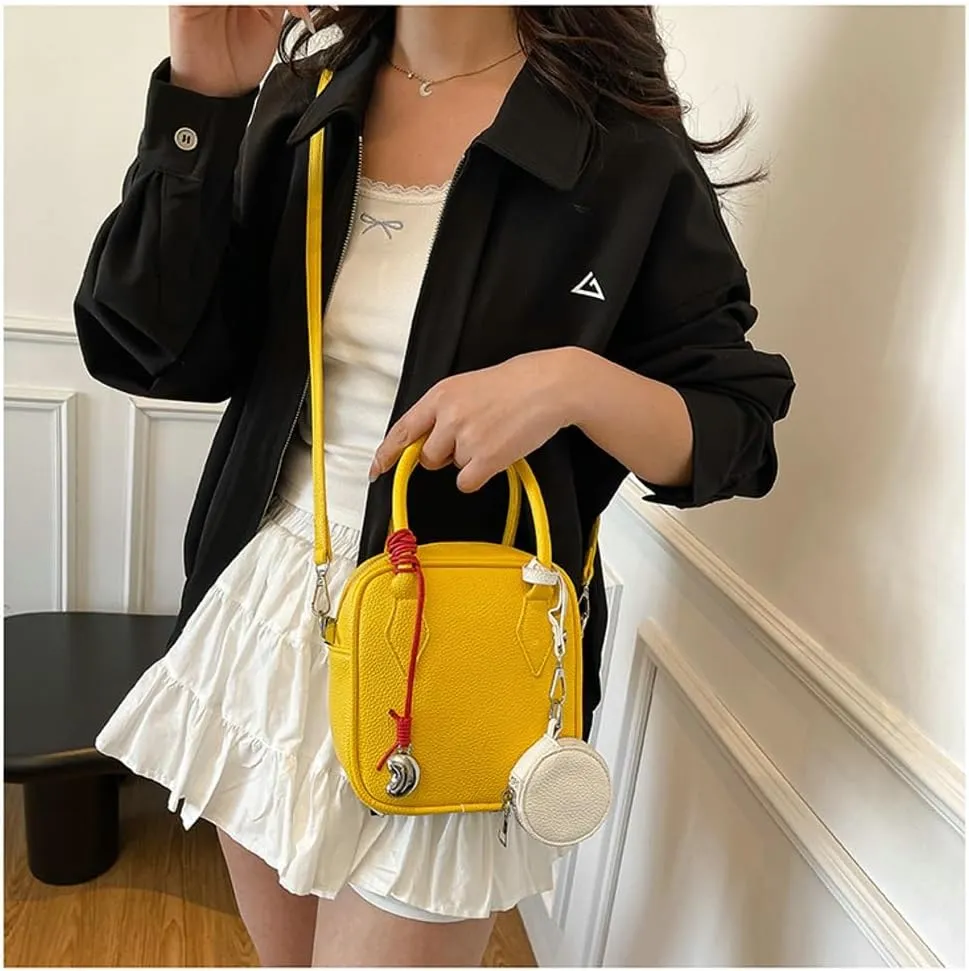 2 Pcs PU Leather Crescent Hobo Bags Women Trendy Crossbody Purse Slouchy Satchels Shoulder Bag Top-handle Tote Handbag