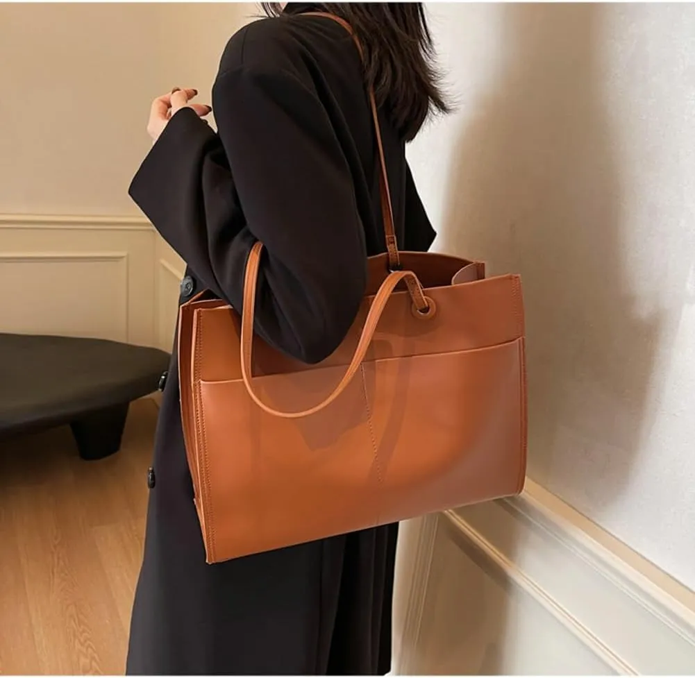 2 Pcs Slouchy PU Leather Hobo Bags Women Trendy Crescent Crossbody Purse Top-handle Satchels Shoulder Bag Tote Handbag