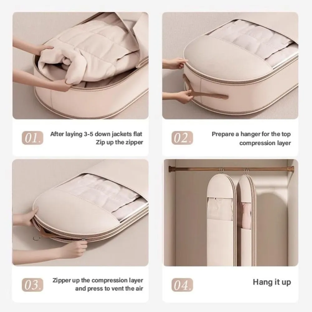 2025 Space Saving Hanging Garment Bag with Self Compression Zipper, Taprinferior Hanging Garment Bag, Dust Cover Clothes Bags for Travel, Down Coat, Suit (Pink,M)