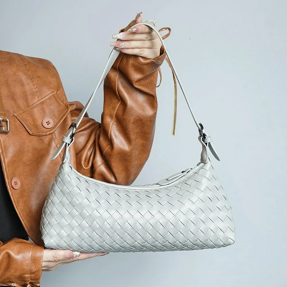 2025 Woven Shoulder Bag Purse for Women Vegan Leather Woven Tote Handbag Braided Crossbody Underarm Bag Soft Purses Satchels