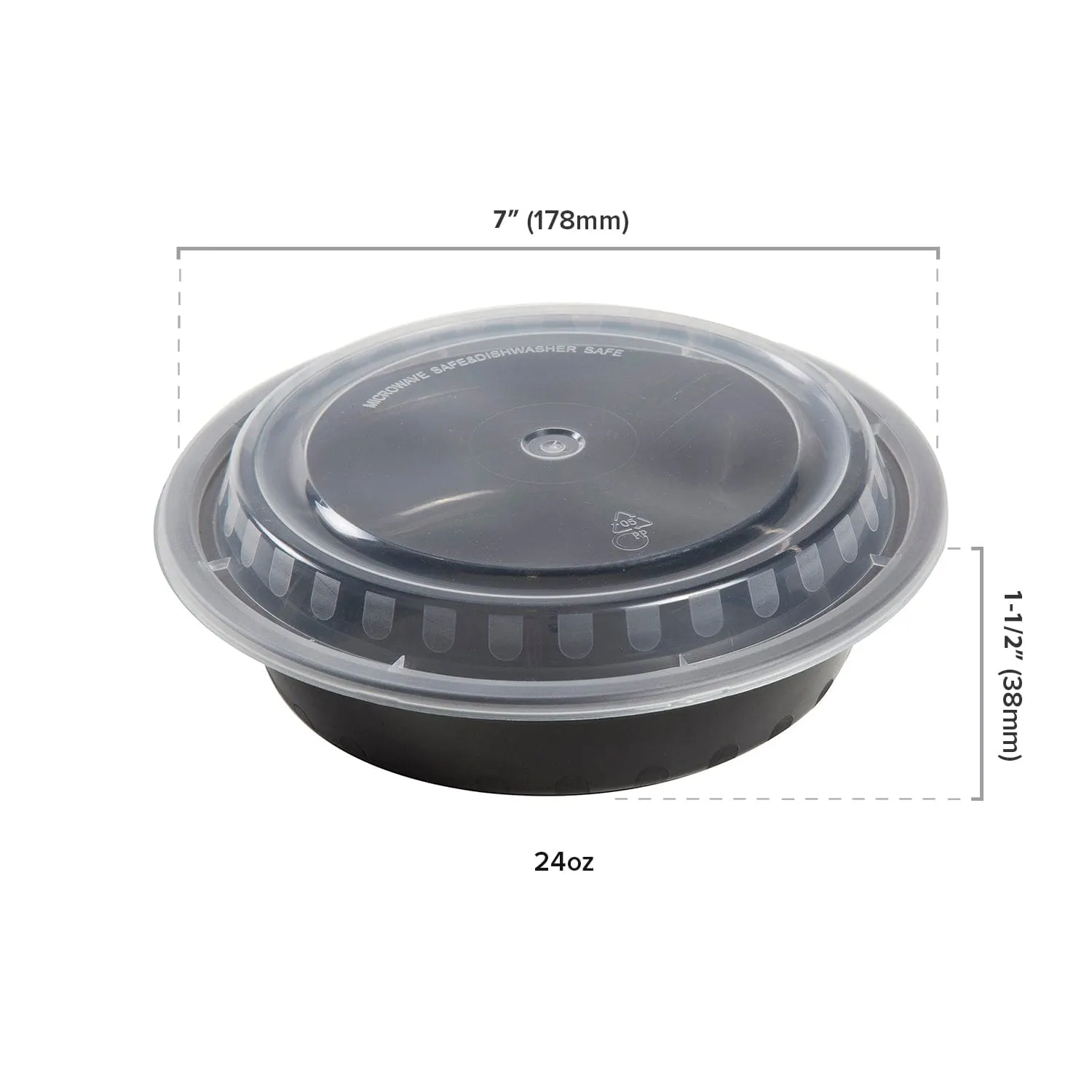 24 oz. Round Black Containers and Lids, Case of 150