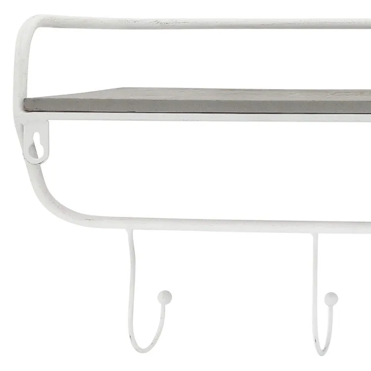 24" Five-Hook Wall Shelf - White/Gray