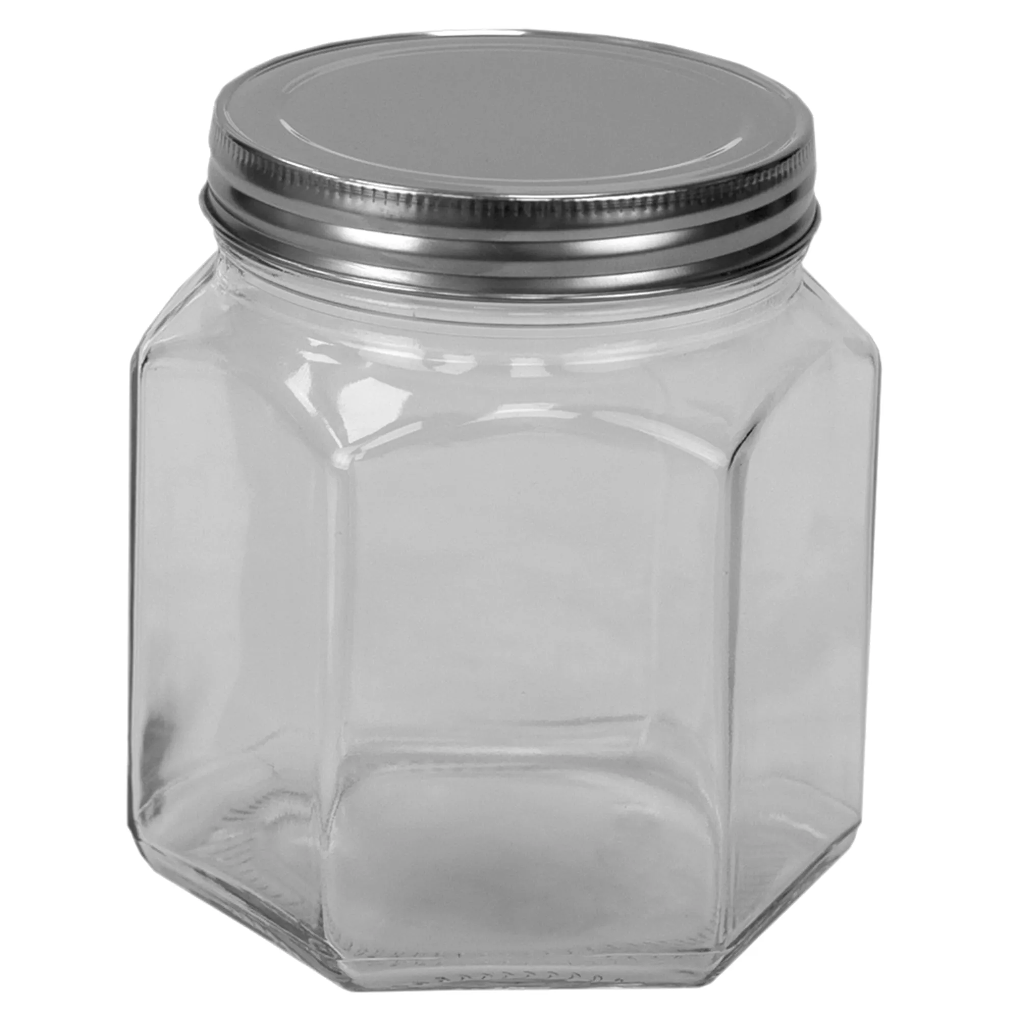 26 oz. Small Hexagon Glass Canister, Clear