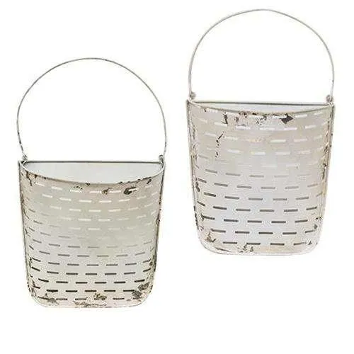 2/Set, White Olive Wall Pockets