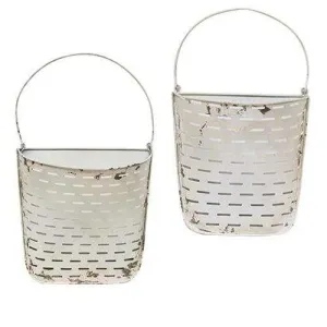 2/Set, White Olive Wall Pockets