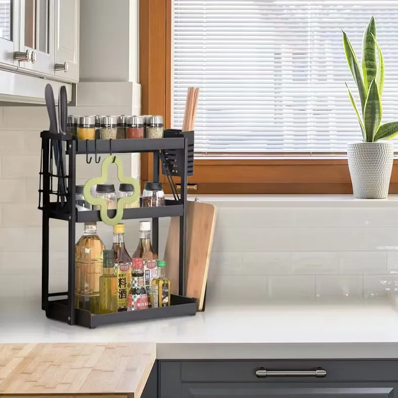 3-Tier Multi-Functional Foldable Metal Spice Storage Unit Lu-Fk03