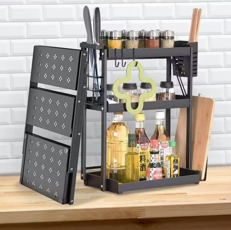 3-Tier Multi-Functional Foldable Metal Spice Storage Unit Lu-Fk03