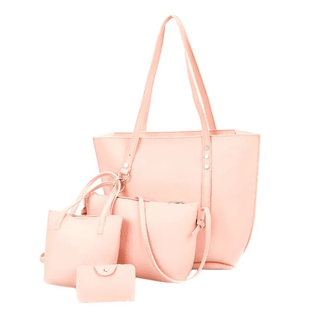 4 Sets Handbags for Women Durable Fashion Women Leather Four-Piece Shoulder Crossbody Bag Clutch Wallet Retro Bag sac main femme