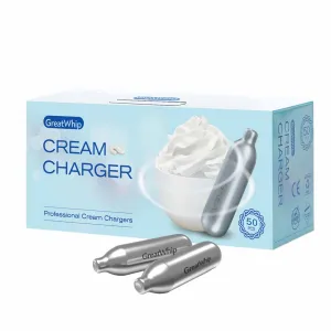 50x Cream Chargers | GreatWhip NO2 Nitrous Oxide Food Use Whip Bulb Canisters