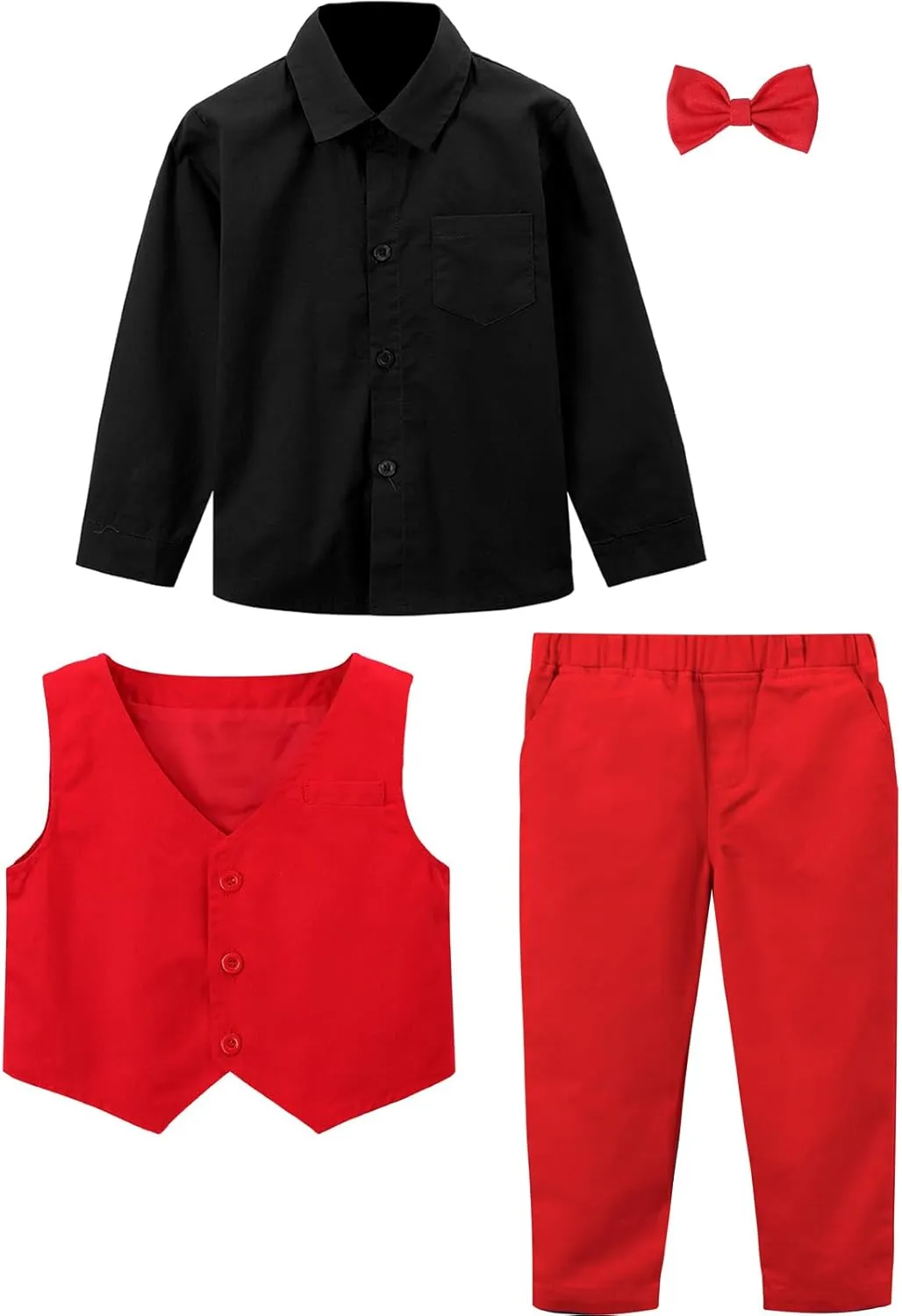 A&J DESIGN 4pcs Baby & Toddler Suit, 12 Months - 5T, Shirt & Pants & Vest & Bow Tie