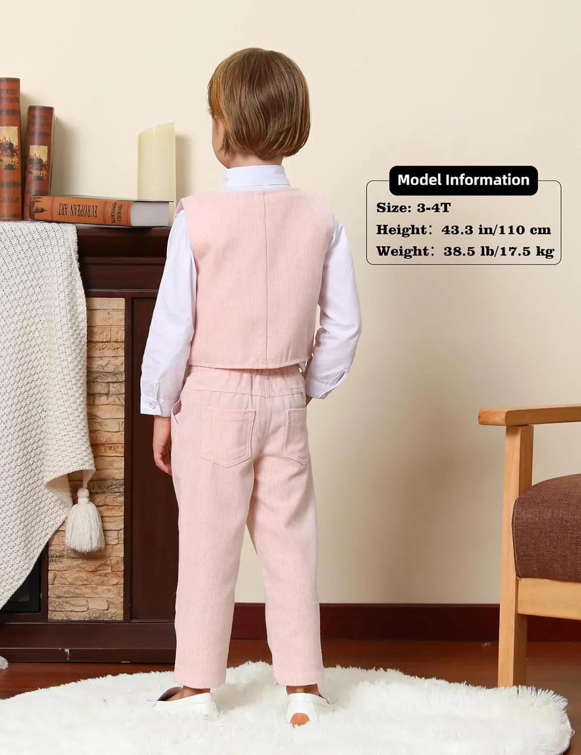 A&J DESIGN 4pcs Baby & Toddler Suit, 12 Months - 5T, Shirt & Pants & Vest & Bow Tie