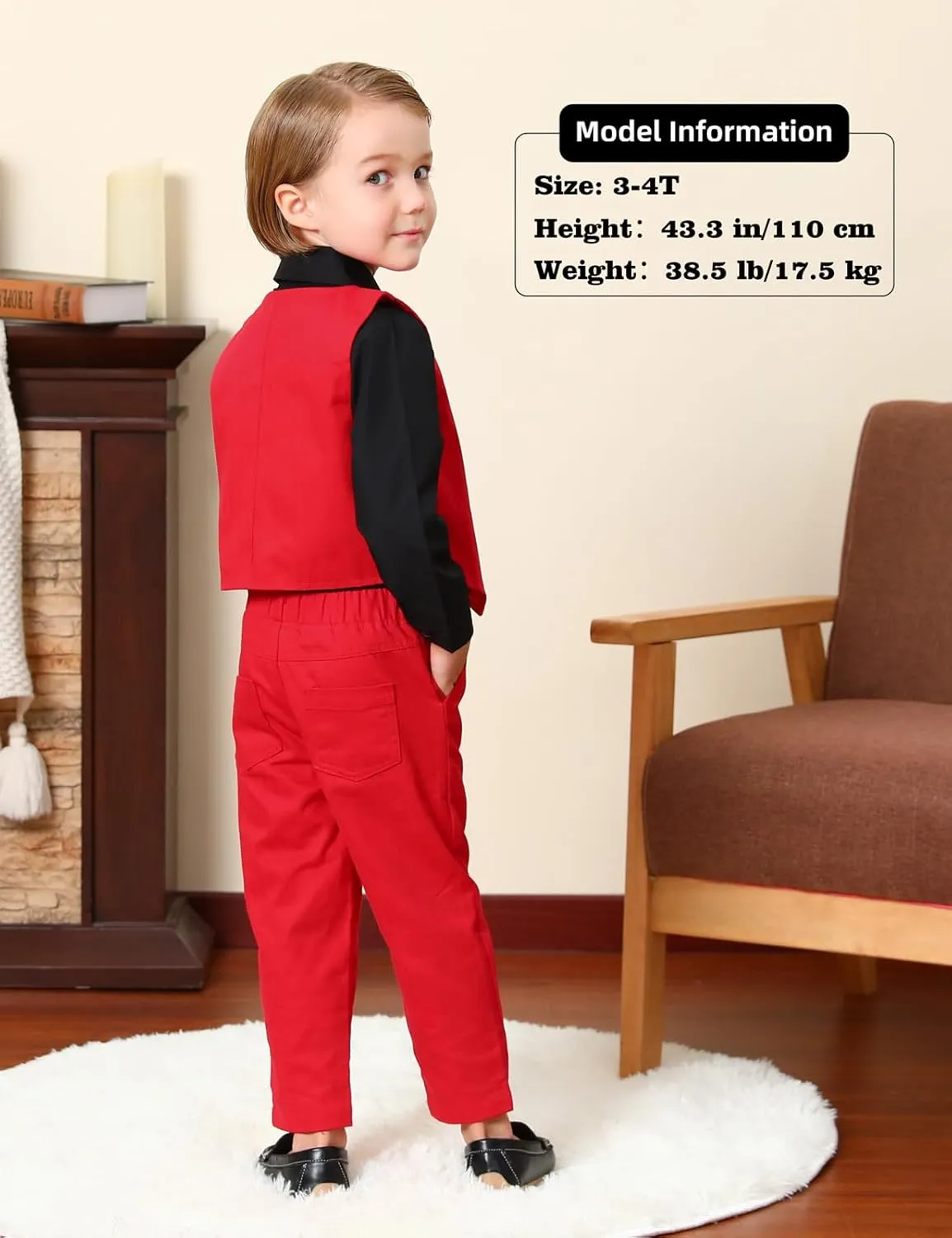 A&J DESIGN 4pcs Baby & Toddler Suit, 12 Months - 5T, Shirt & Pants & Vest & Bow Tie