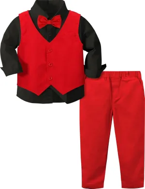 A&J DESIGN 4pcs Baby & Toddler Suit, 12 Months - 5T, Shirt & Pants & Vest & Bow Tie
