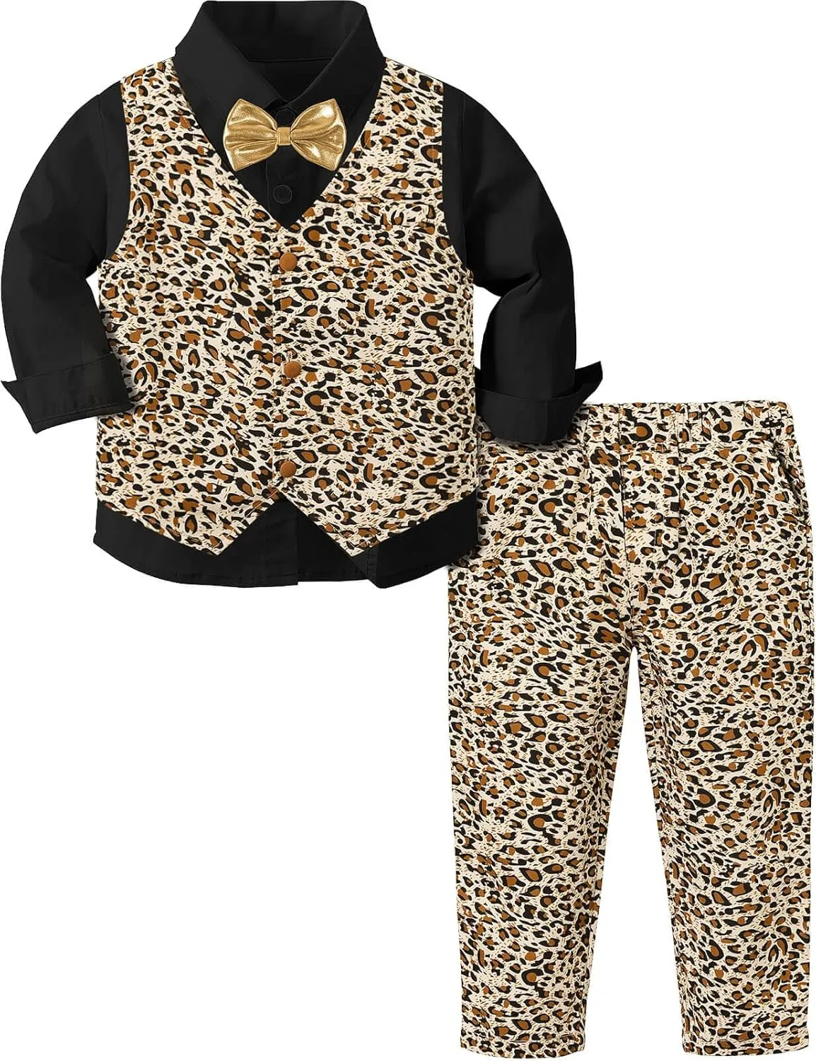 A&J DESIGN Baby Toddler Boys Gentleman Suit Set, 3pcs Outfits Shirts & Vest & Pants