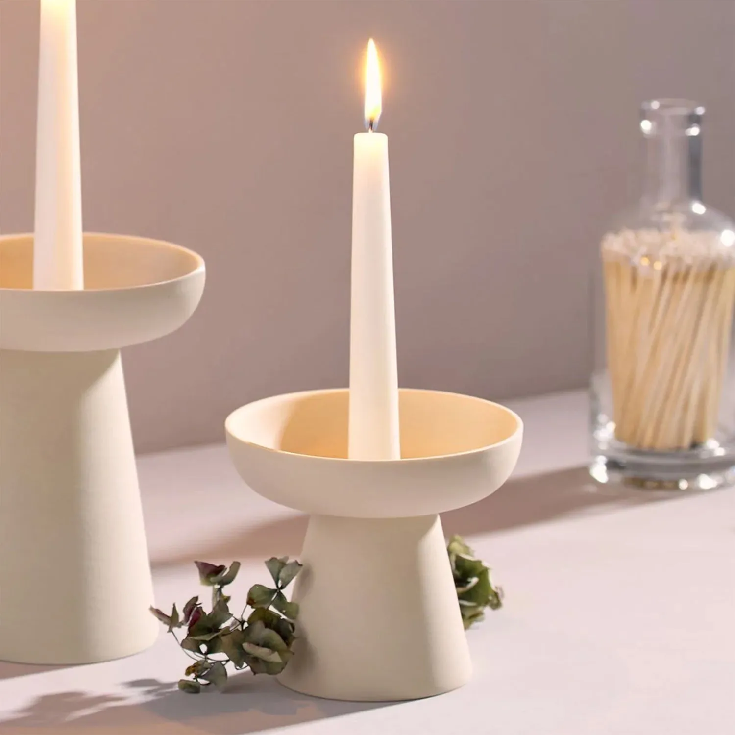 aery living | porcini candle holder medium | cream ~ DC