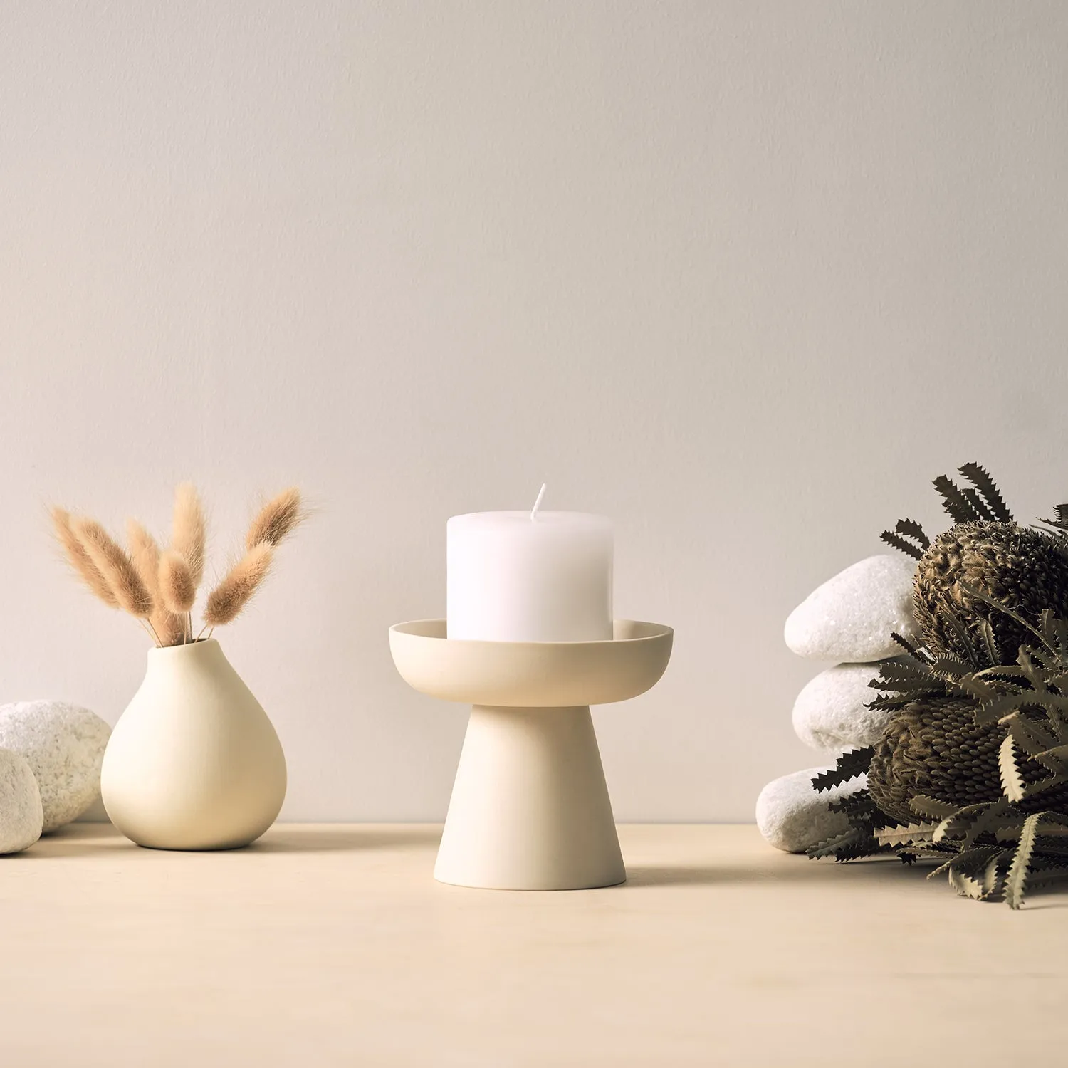 aery living | porcini candle holder medium | cream ~ DC
