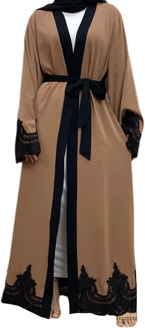 AFAVOM Women Turkey Abaya Islamic Muslim Prayer Dress Embroidered Cardigan Kaftan Dubai Robe Casual Turkish Modest Dress