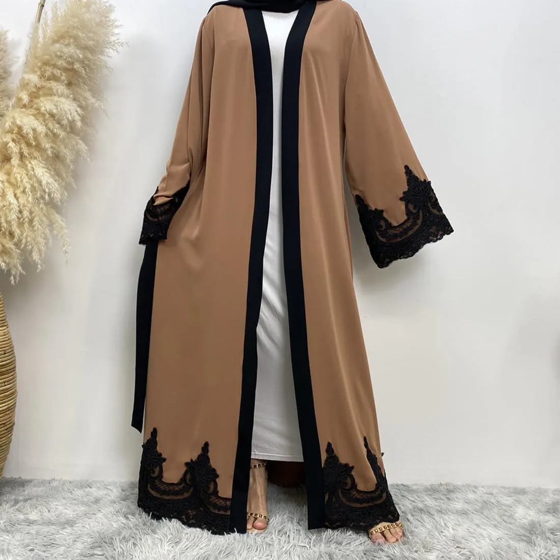 AFAVOM Women Turkey Abaya Islamic Muslim Prayer Dress Embroidered Cardigan Kaftan Dubai Robe Casual Turkish Modest Dress