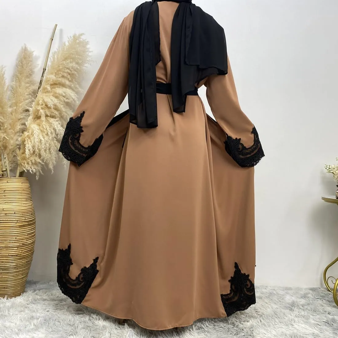AFAVOM Women Turkey Abaya Islamic Muslim Prayer Dress Embroidered Cardigan Kaftan Dubai Robe Casual Turkish Modest Dress