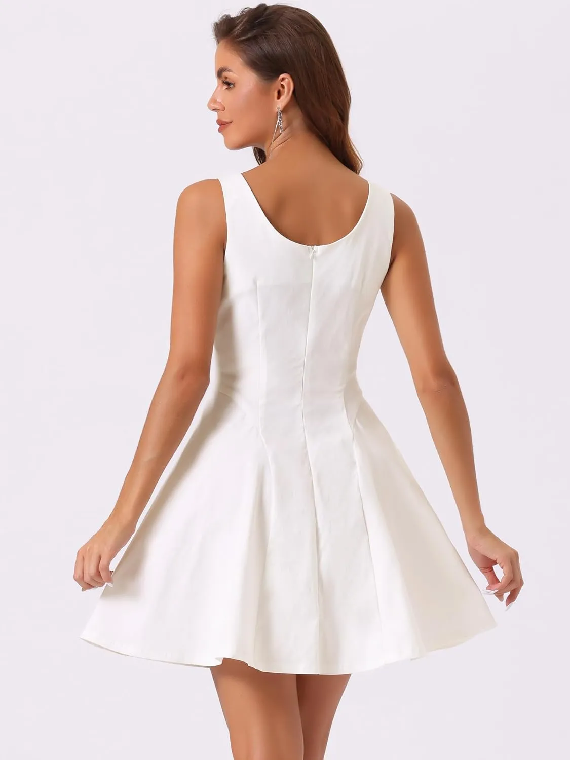 Allegra K Women's Party Sexy Dress Sleeveless Sweetheart Neck Cocktail Fit and Flare A Line Swing Tank Mini Dresses