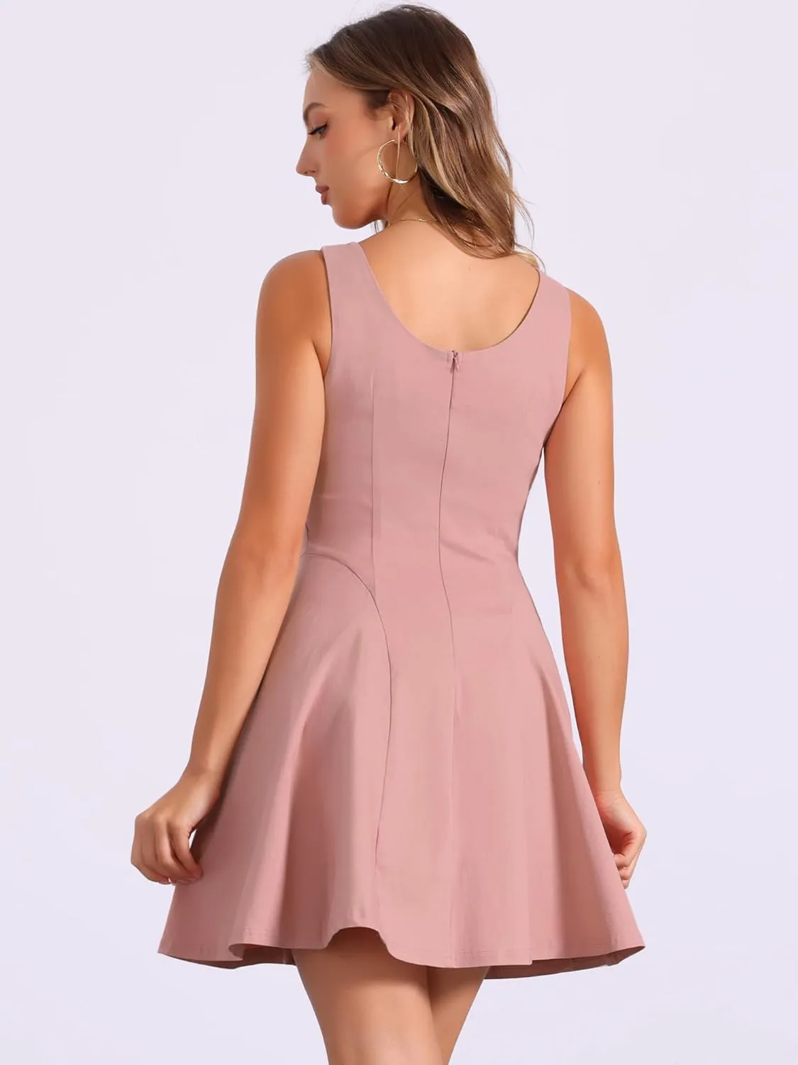 Allegra K Women's Party Sexy Dress Sleeveless Sweetheart Neck Cocktail Fit and Flare A Line Swing Tank Mini Dresses