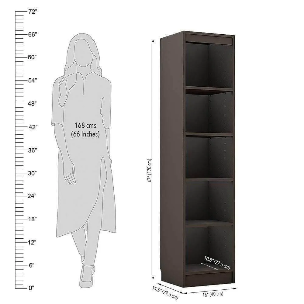 Alpha Bookshelf, 5 racks, 67" high, Slate Grey