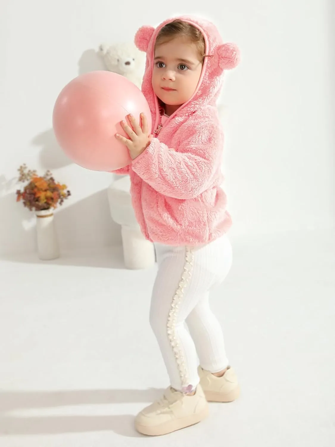 Baby Boys Girls Fleece Jackets Zip Up Hoodies Cute Bear Coats Fall Winter Fuzzy Jacket Newborn Boys Girls Outwear
