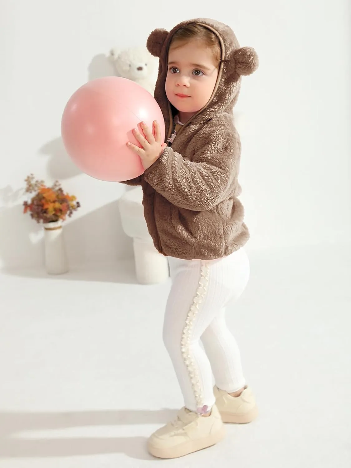 Baby Boys Girls Fleece Jackets Zip Up Hoodies Cute Bear Coats Fall Winter Fuzzy Jacket Newborn Boys Girls Outwear
