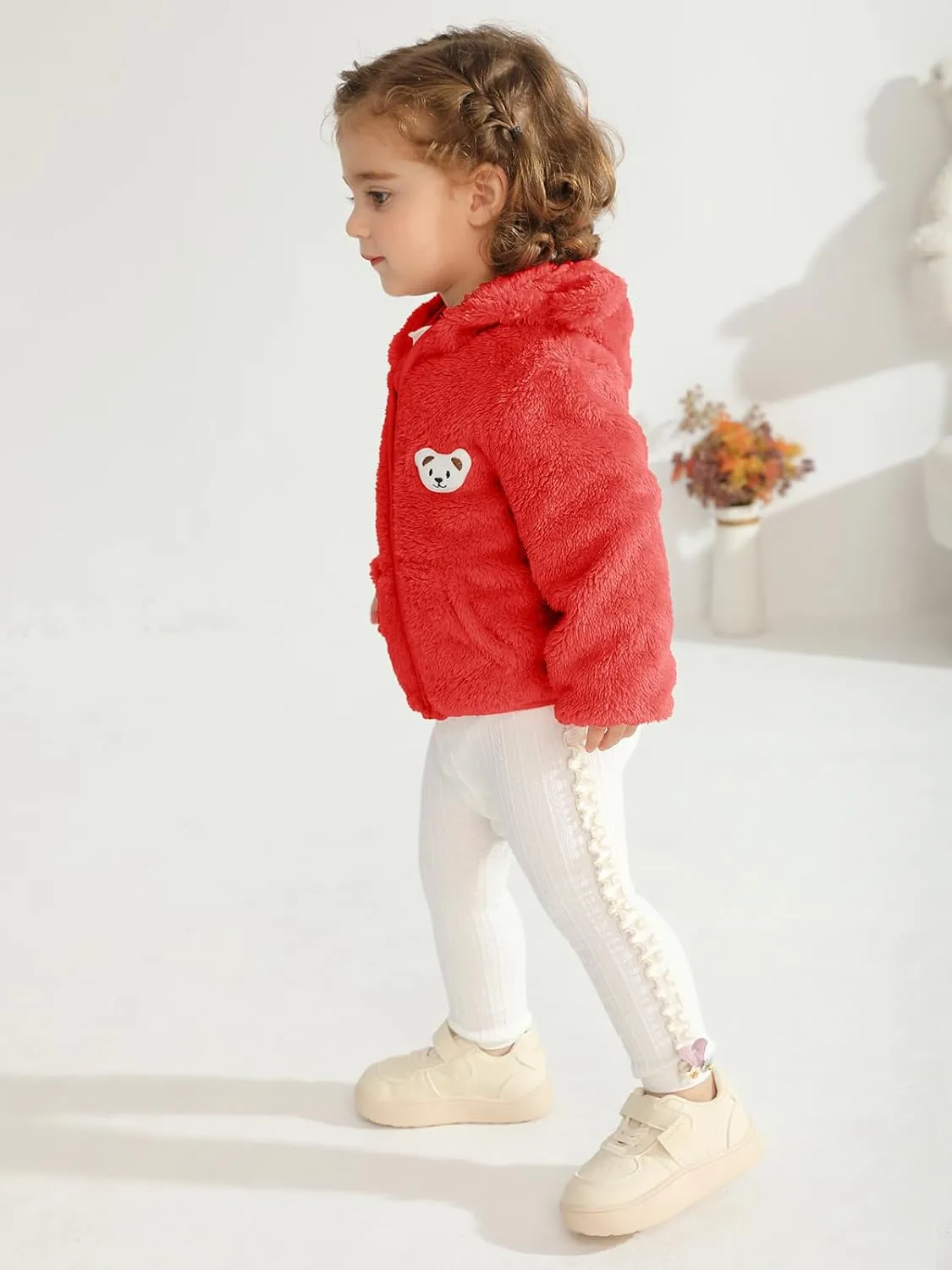 Baby Boys Girls Fleece Jackets Zip Up Hoodies Cute Bear Coats Fall Winter Fuzzy Jacket Newborn Boys Girls Outwear