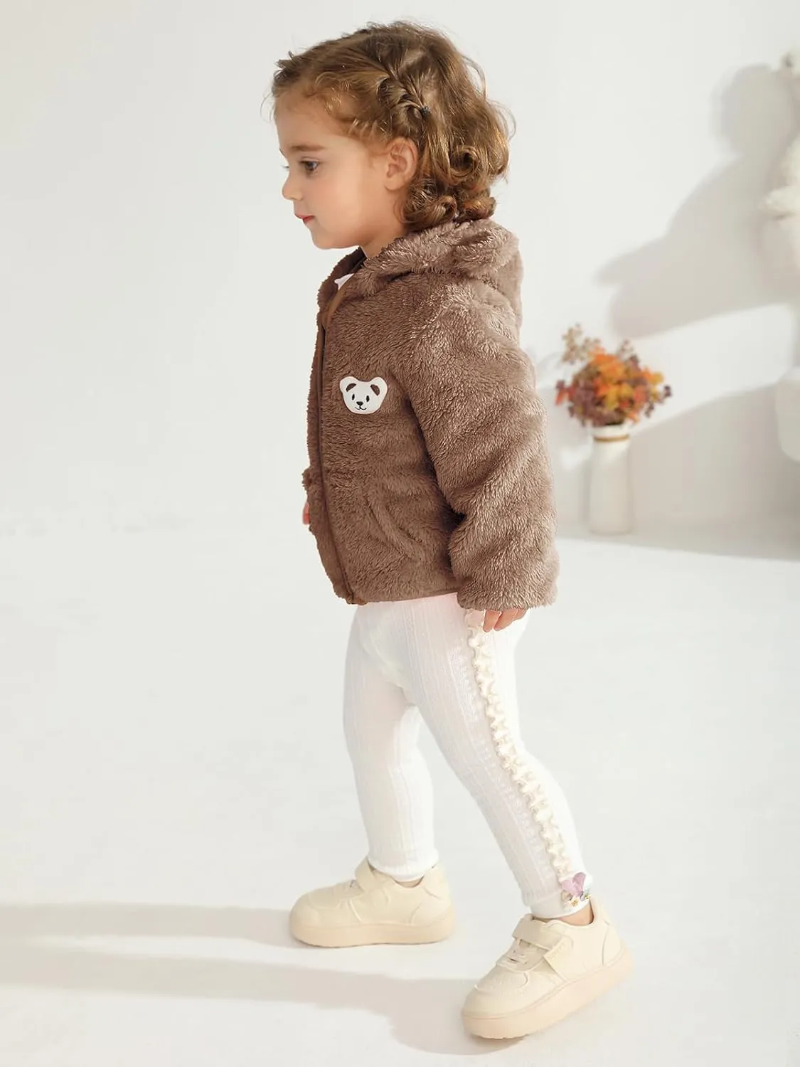 Baby Boys Girls Fleece Jackets Zip Up Hoodies Cute Bear Coats Fall Winter Fuzzy Jacket Newborn Boys Girls Outwear