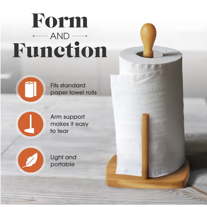 Bamboo Wood Paper Towel Kitchen Holder Jc-149