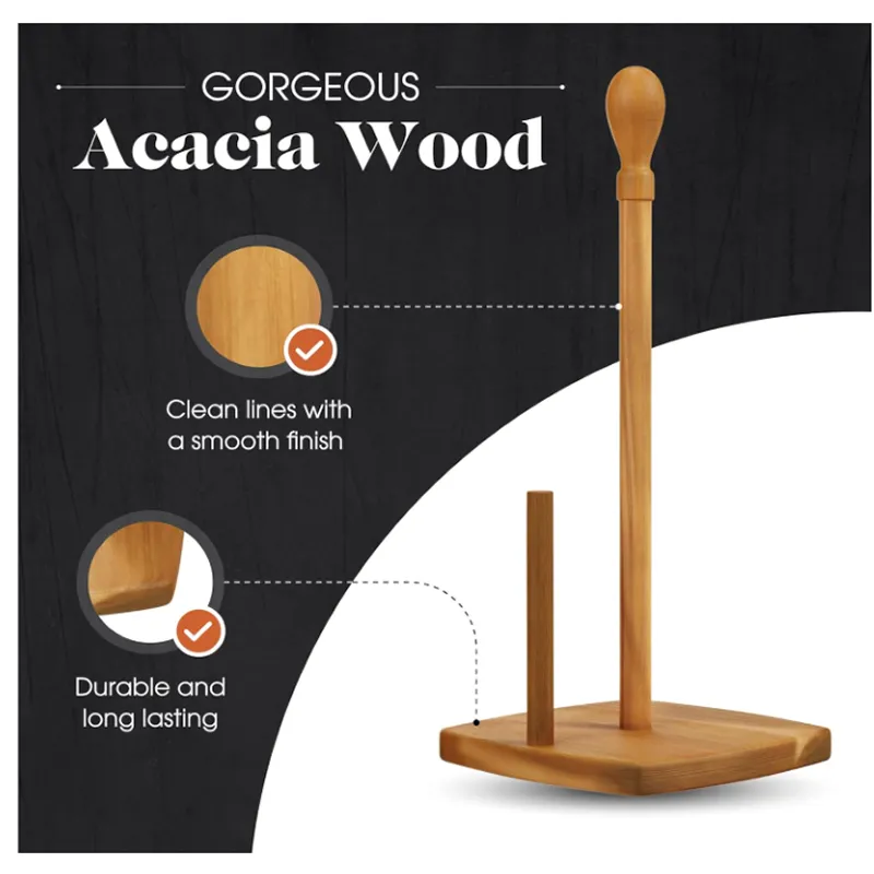 Bamboo Wood Paper Towel Kitchen Holder Jc-149