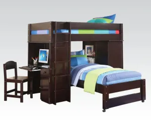 Baylor Twin Loft Bed w/Desk and Storage, Wenge