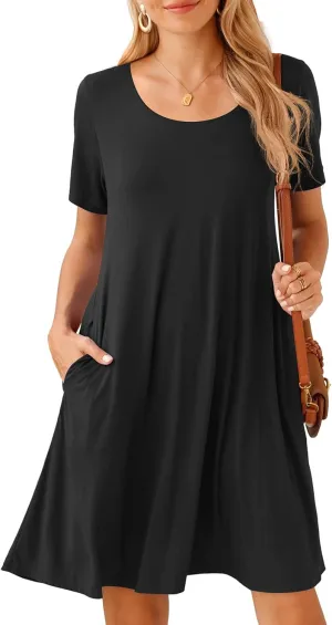 BELAROI Womens Plus Size Casual Dresses Summer Tshirt Dress Swing Short Sleeve Vacation Beach Coverup