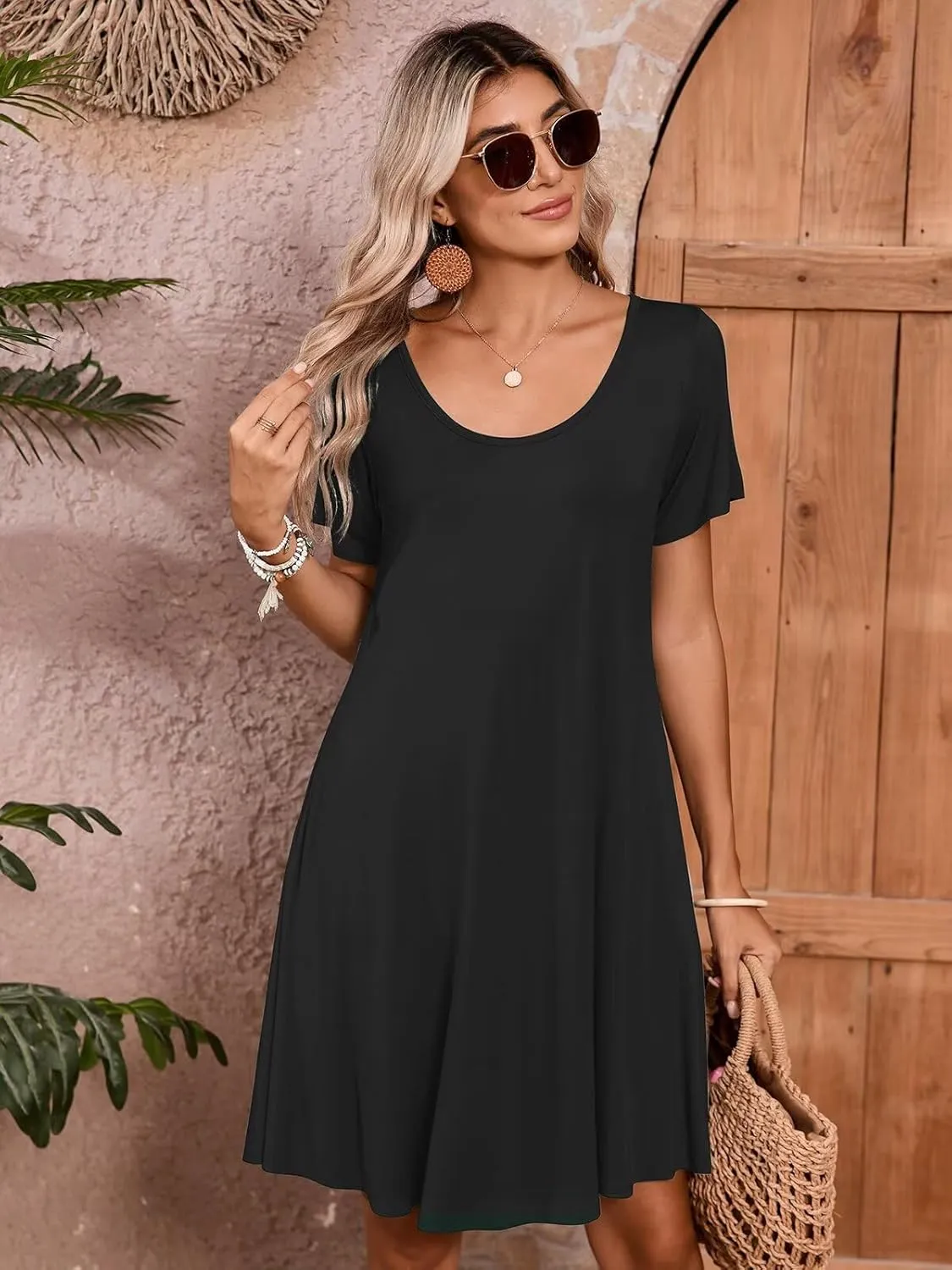 BELAROI Womens Plus Size Casual Dresses Summer Tshirt Dress Swing Short Sleeve Vacation Beach Coverup