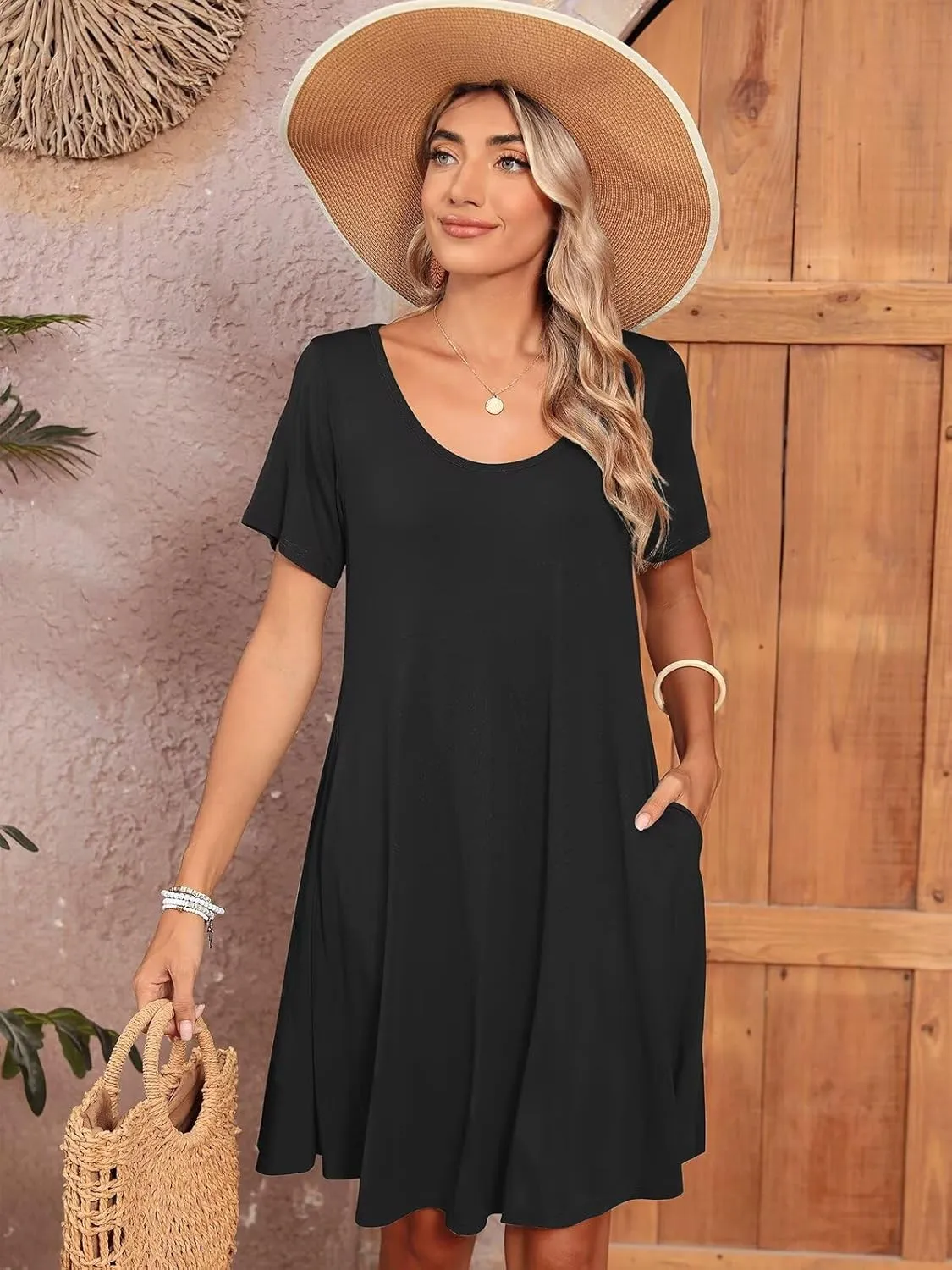BELAROI Womens Plus Size Casual Dresses Summer Tshirt Dress Swing Short Sleeve Vacation Beach Coverup