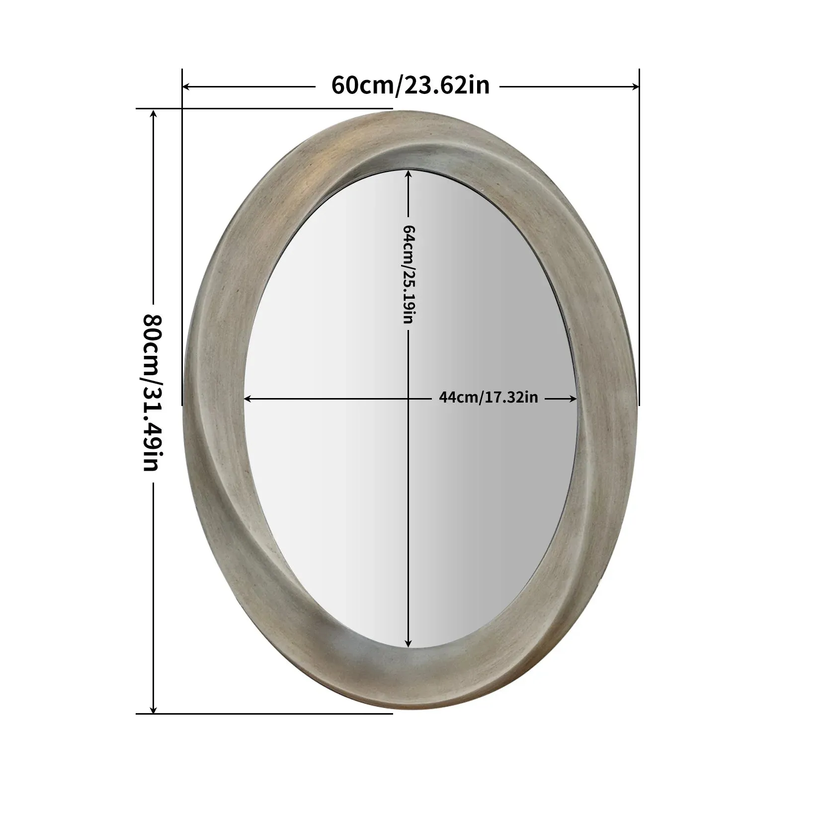 Beveled Oval Wall Mirror Beautiful Curve Frame