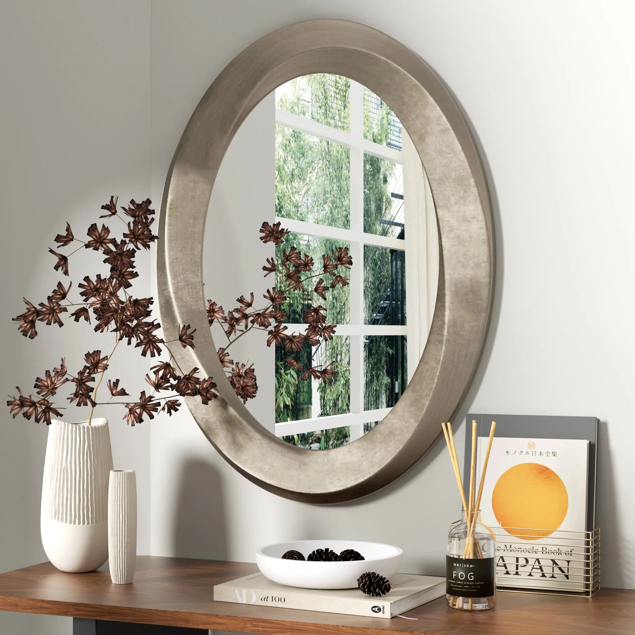 Beveled Oval Wall Mirror Beautiful Curve Frame