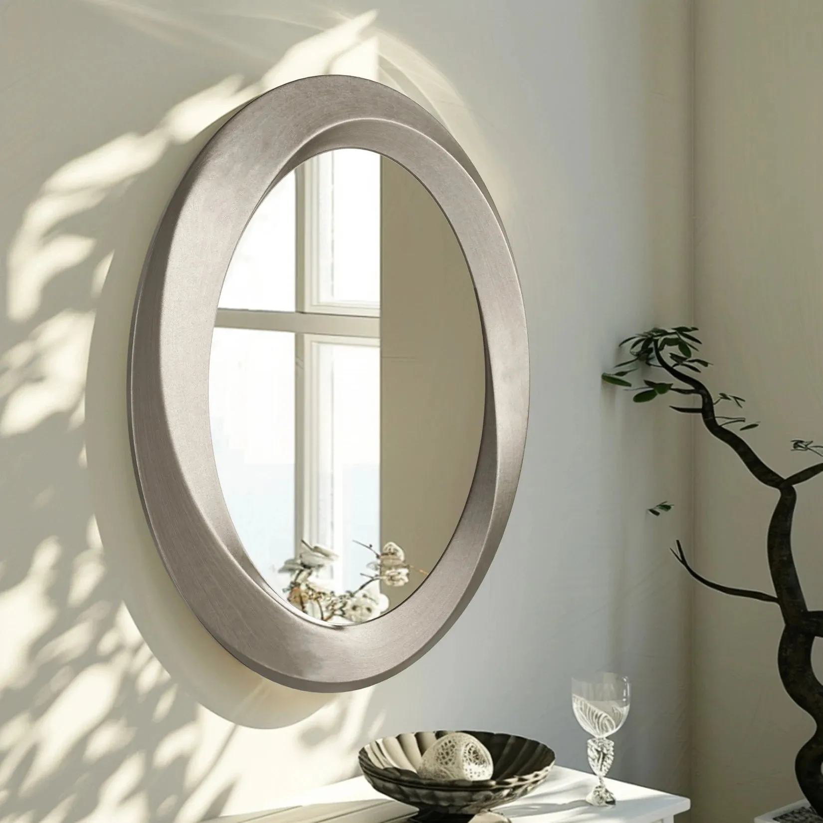 Beveled Oval Wall Mirror Beautiful Curve Frame
