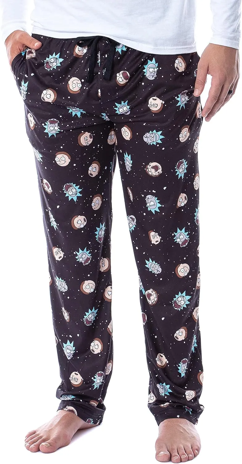 Bioworld Rick and Morty Mens' Face Expressions Toss Print Pajama Sleep Lounge Pants