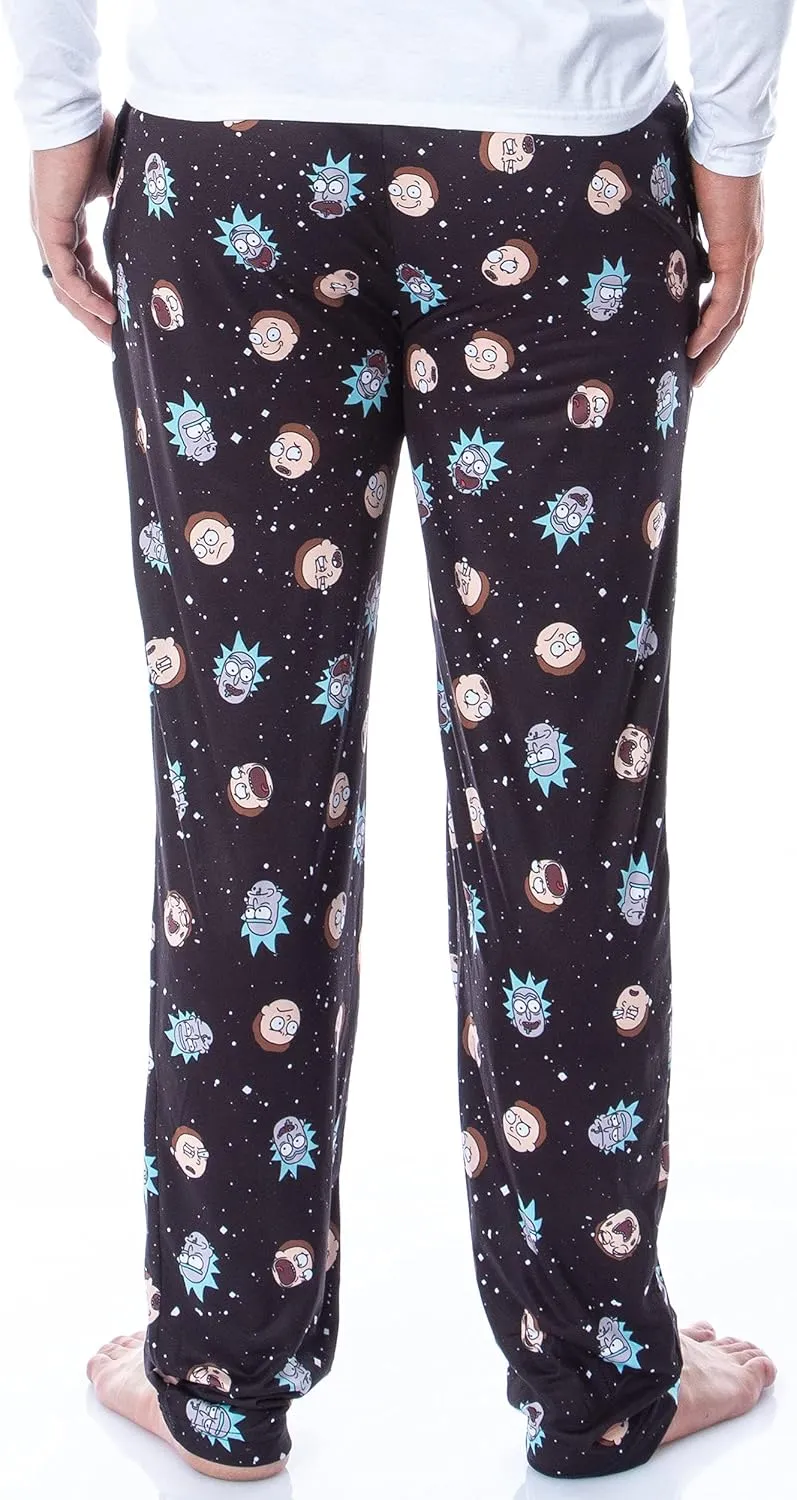 Bioworld Rick and Morty Mens' Face Expressions Toss Print Pajama Sleep Lounge Pants