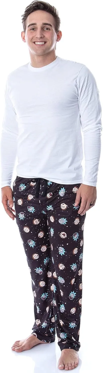 Bioworld Rick and Morty Mens' Face Expressions Toss Print Pajama Sleep Lounge Pants