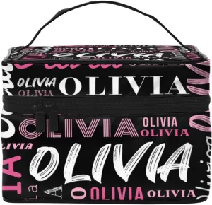 Black Custom Makeup Bag with Name Personalized Photo Logo Text Cosmetic Case Customized Name Travel Make Up Toiletry Bags with Handles Unique Gifts for Women Bridesmaid Sister