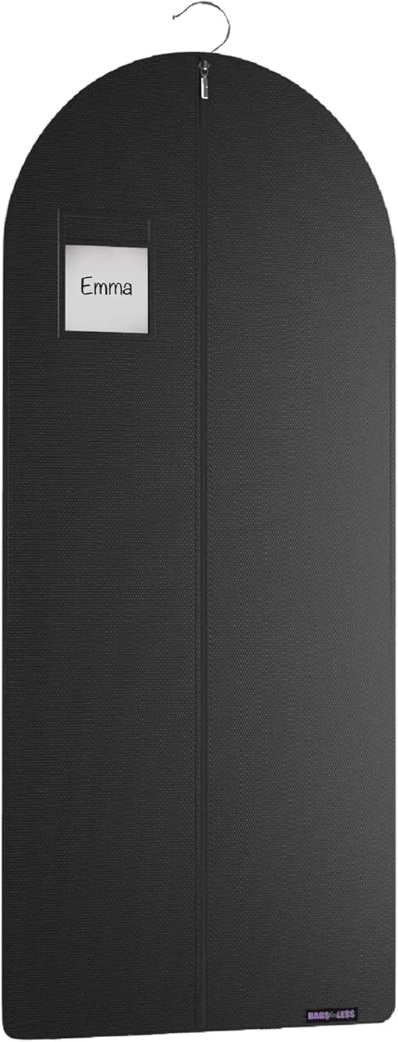 Black Garment Bag for Travel and Storage with Zipper for Suits Tuxedos Dresses and Coats 24 inch x 54 inch