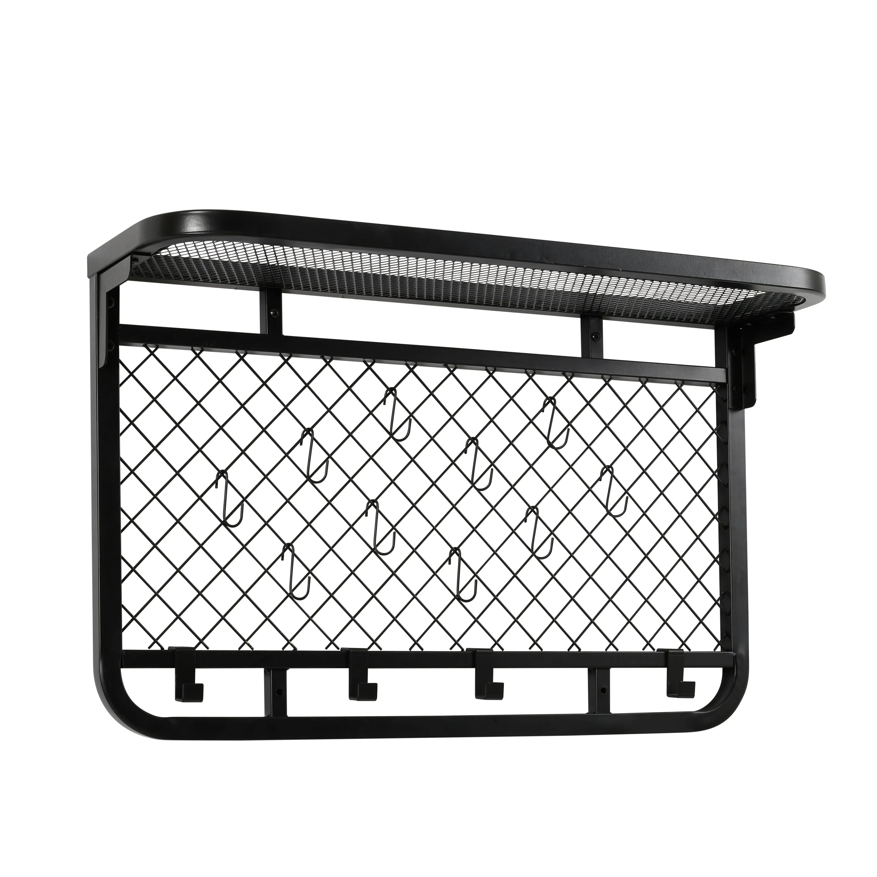 Black Steel Garage Grid Wall Shelf