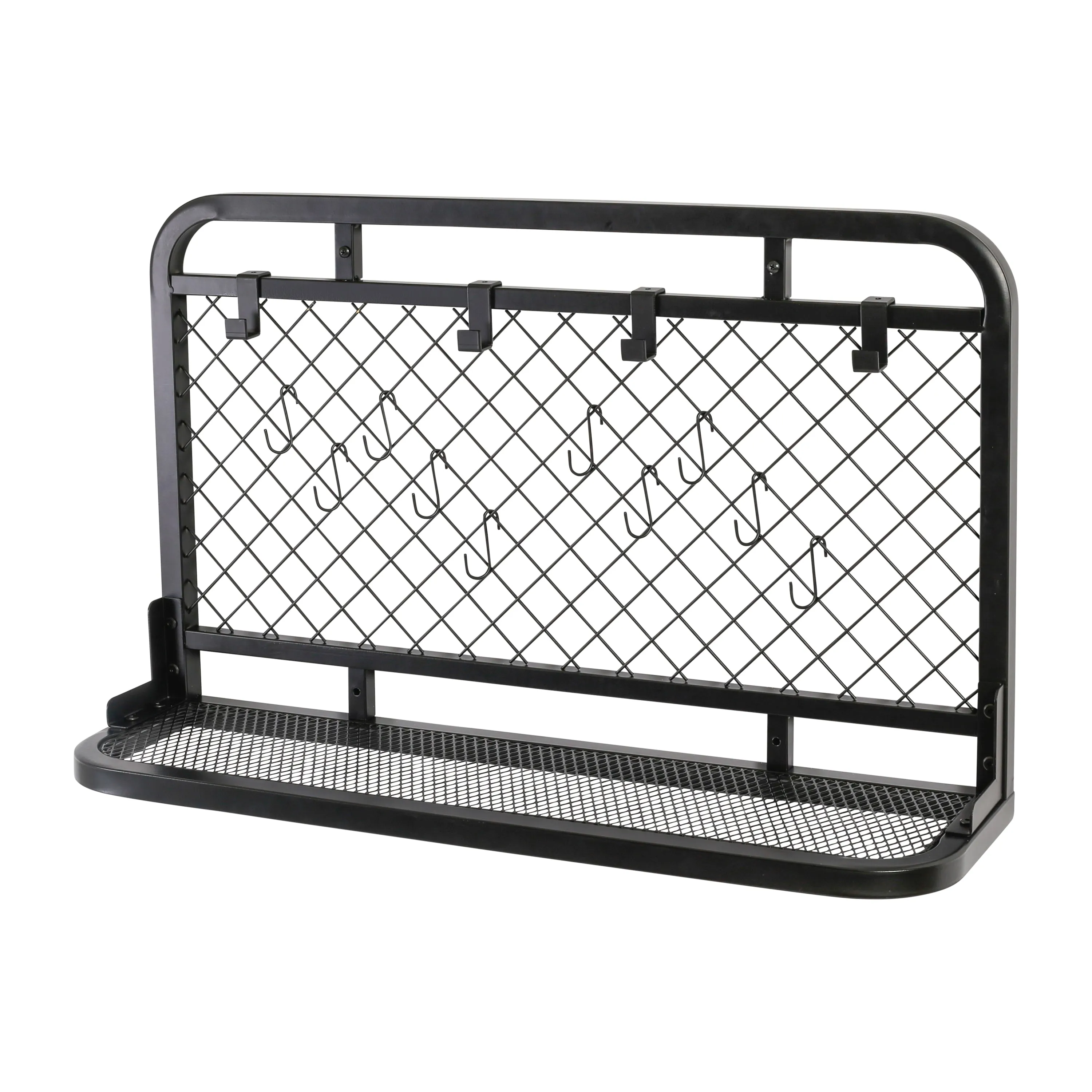 Black Steel Garage Grid Wall Shelf