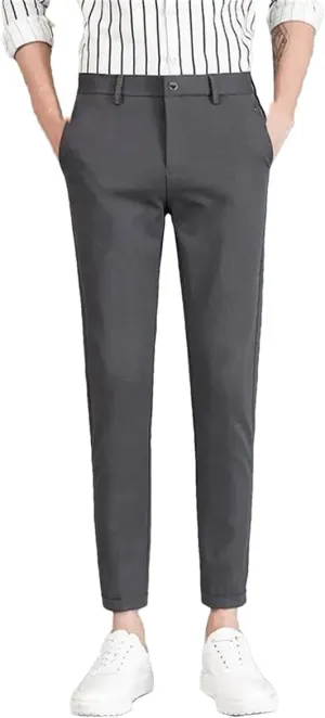 Black Suit Pants Men Style Cropped Harem Pants Slim Fit Thin Skinny Trousers Loose Business Casual Dress Pants