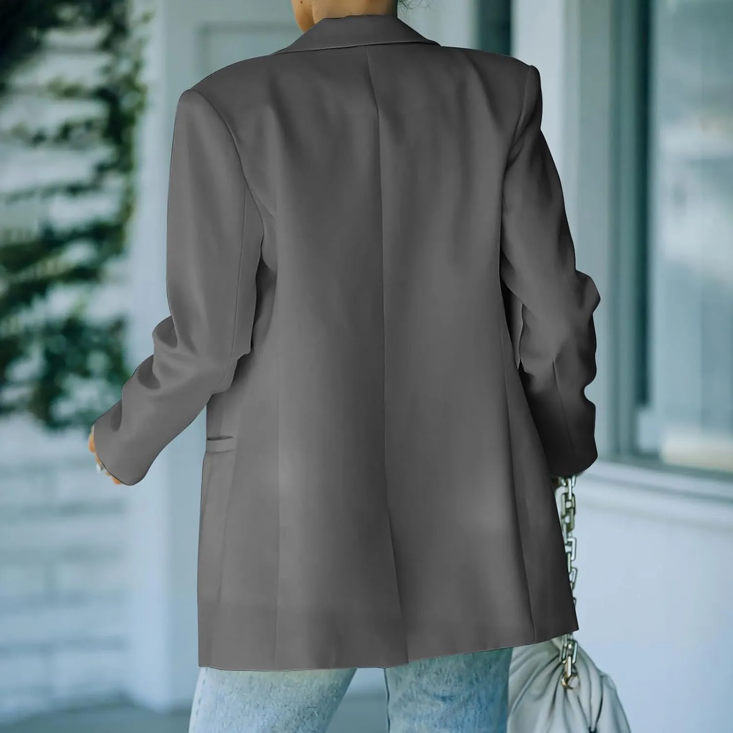 Blazers for Women Fashion Slim Fit Jacket Notch Lapel Button Long Sleeve Suit Fashion Work 0ffice Open Front Outwear